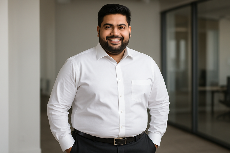 Indian plus size man with formal trousers