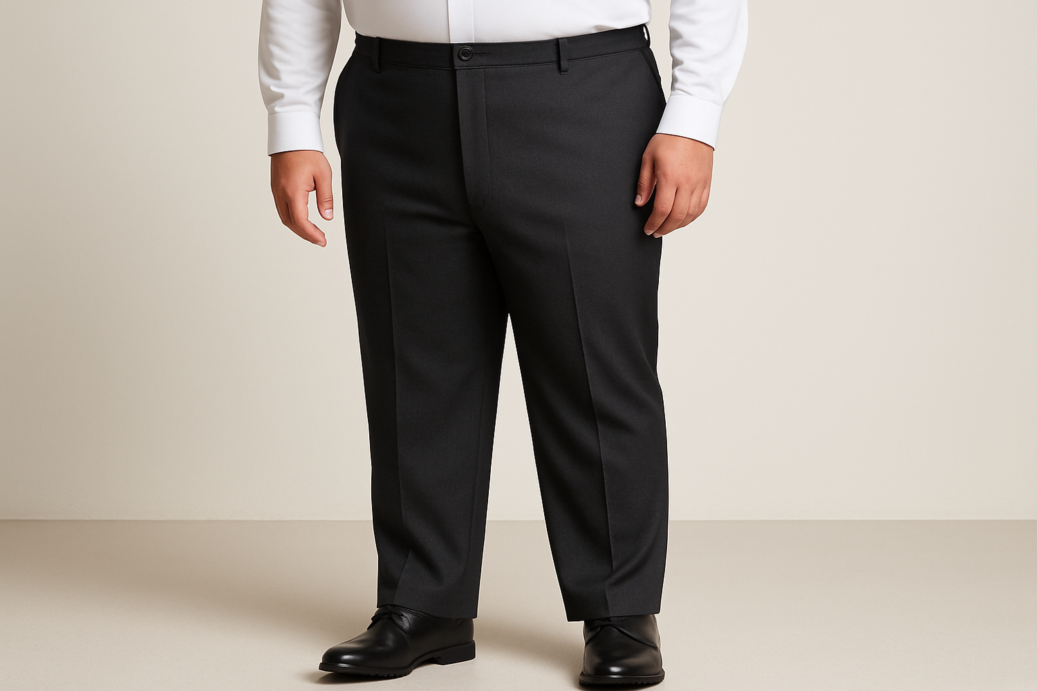 Plus size man, flat formal pant
